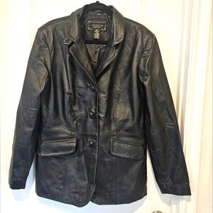 Black genuine lamb leather jacket Size XL